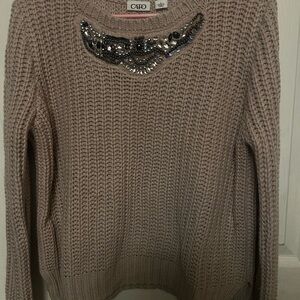 Cato Women's Light Brown Sweater with Sequin Detail